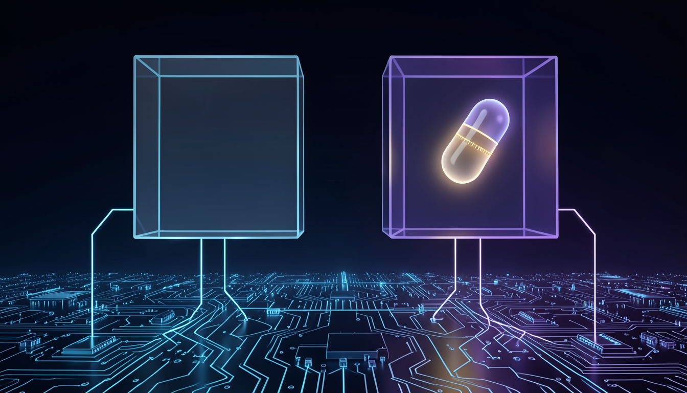Ilustración de dos bóvedas de datos digitales, una vacía y otra con un anillo de cuenta regresiva