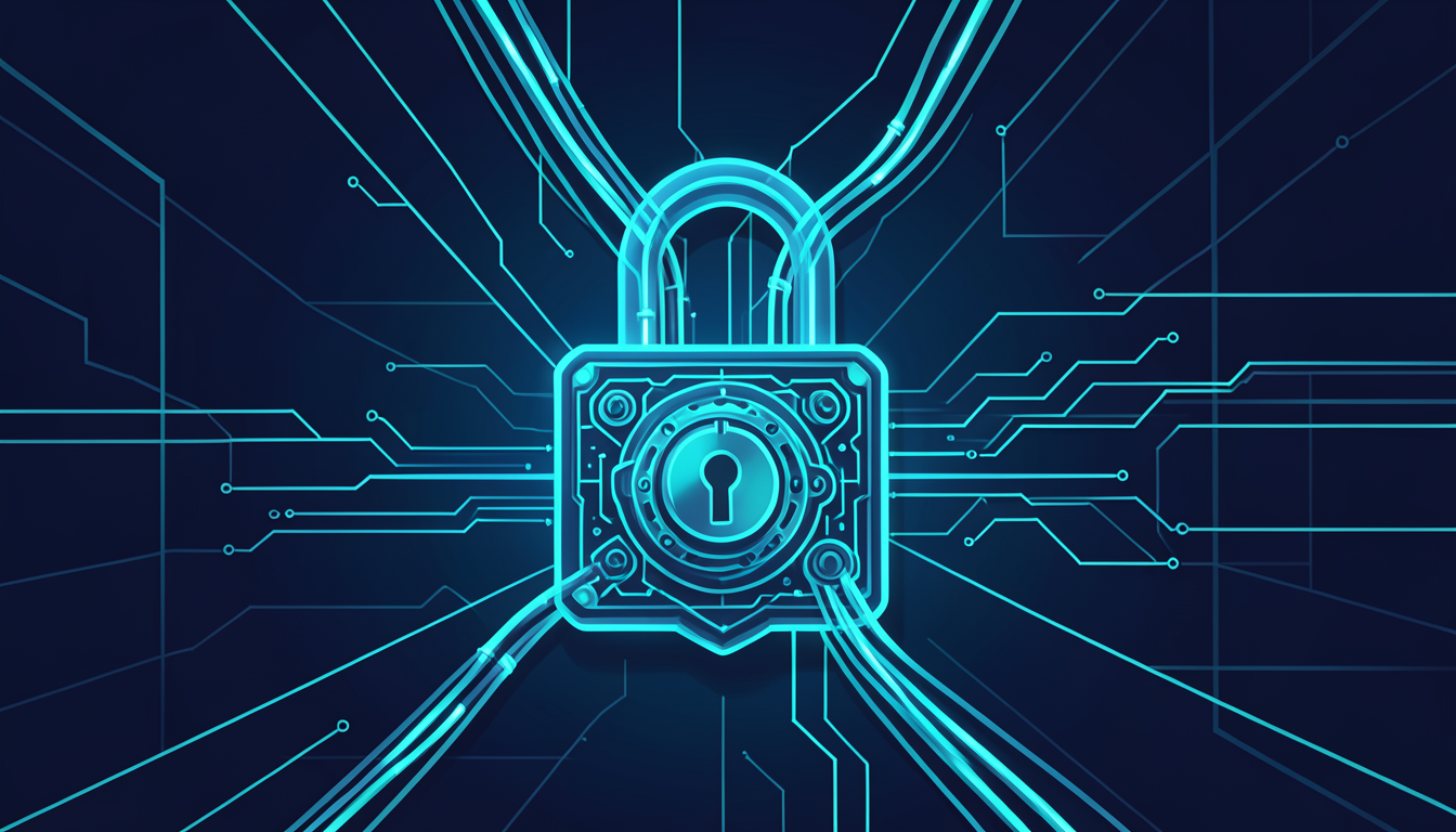 Ilustración geométrica sobre seguridad y contención en modelos de inteligencia artificial