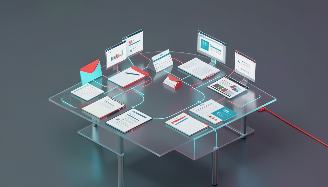 Esquema conceptual de ChatGPT Work conectando apps y archivos